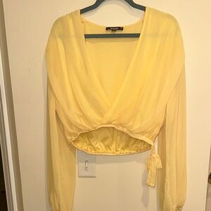 Missguided Light Yellow Wrap Blouse